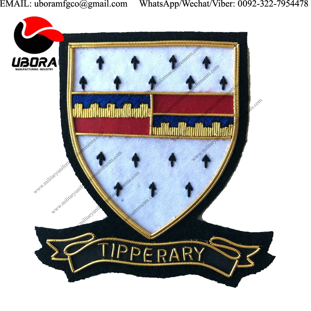 Military Uniform emblem HAND EMBROIDERED IRISH COUNTY TIPPERARY COLLECTORS HERITAGE ITEM badges